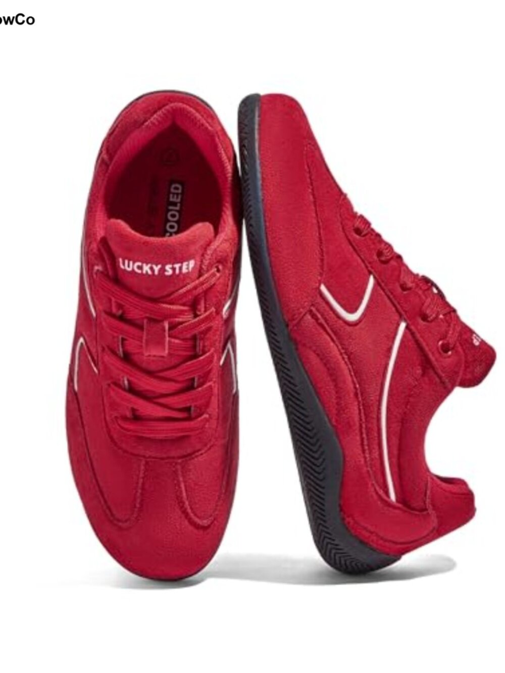 Women Retro Fashion Tennis Thin Sole Sneakers Faux Leather Slip Resistant